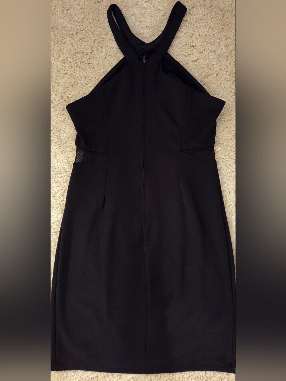 B. Darlin Black Sleeveless Dress with Sheer Mesh Side Accents, Size 11/12